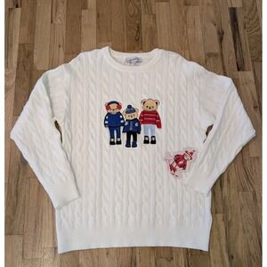 Teddy Bear Cable Knit Sweater Jumper Womens Medium Cozy Super Soft Urban Weekend